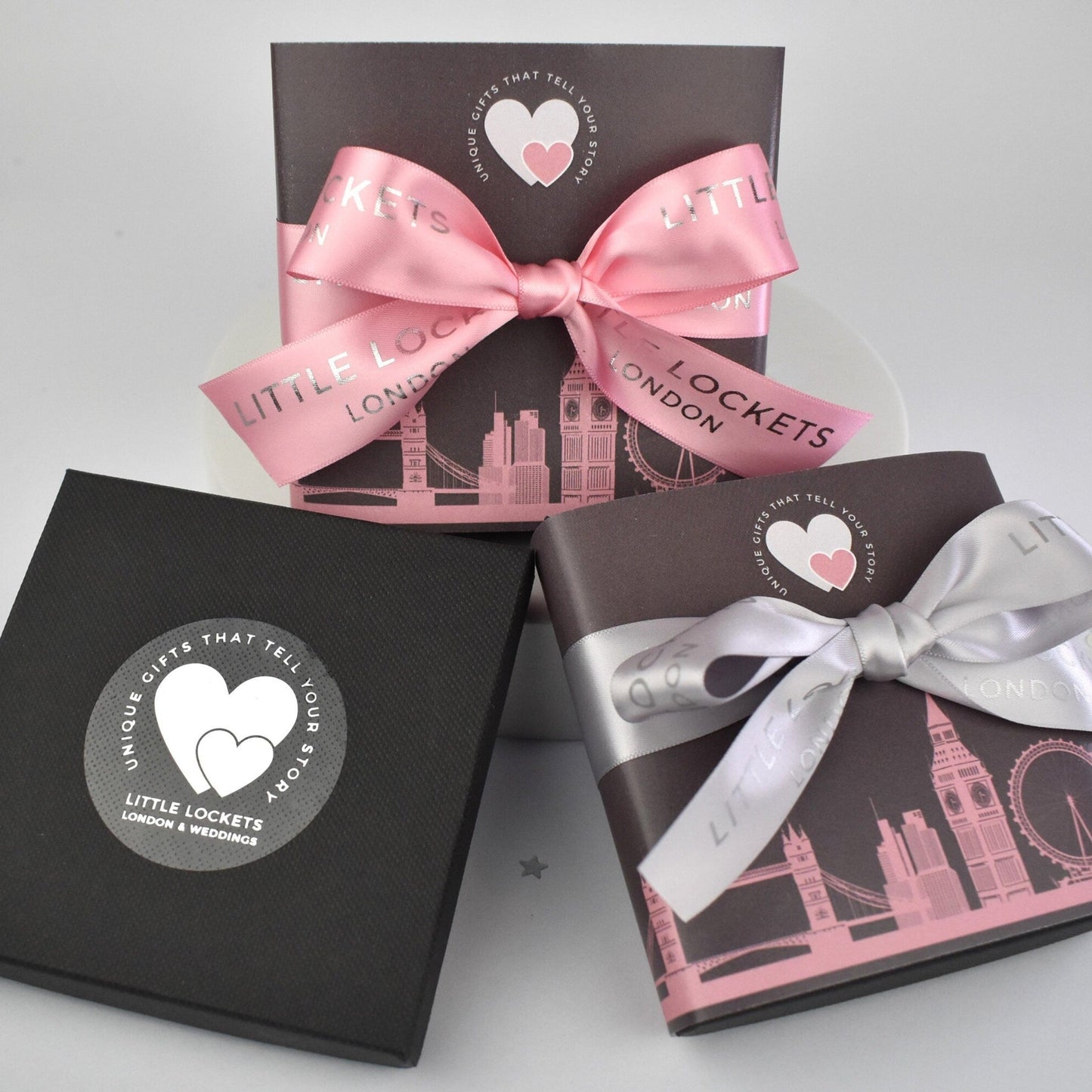 Your infinity necklace will be mounted on card and presented in a branded gift box. Upgrade your gift wrap by adding a London skyline wrap secured with grey or pink hand tied ribbon.