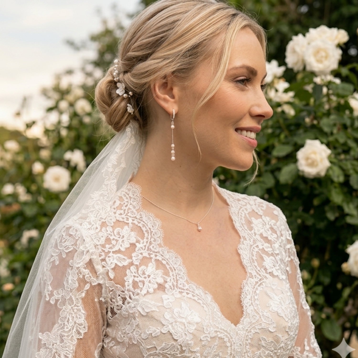 Pearl and crystal earrings