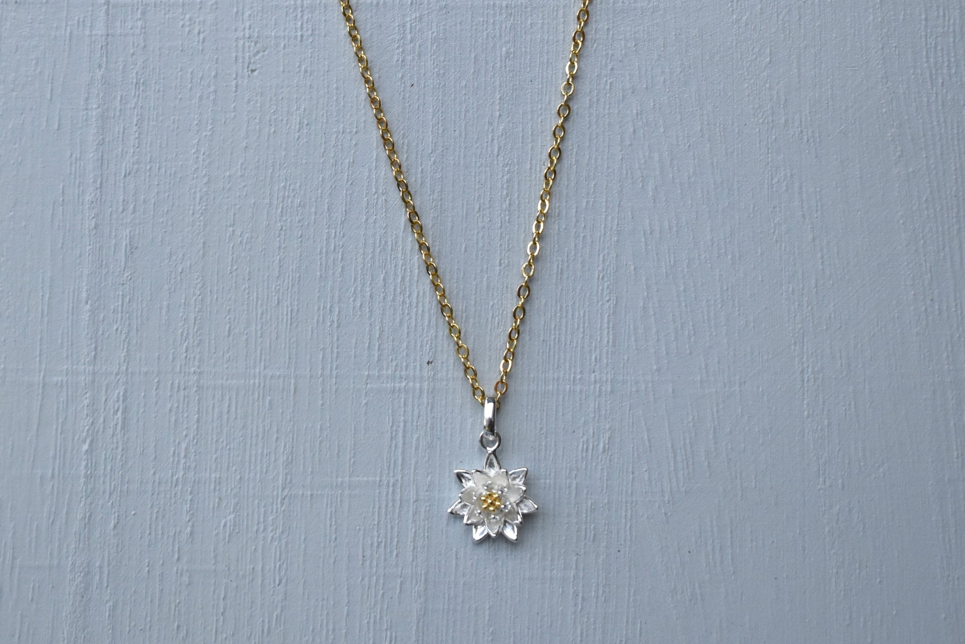 Daisy Birth Flower Pendant on gold chain