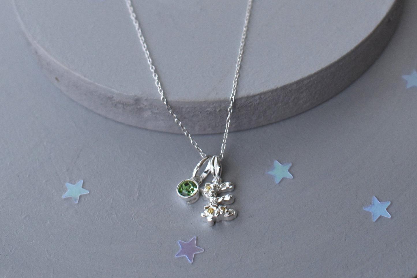 Sterling Silver Initial Pendant with Gold-Plated Flowers