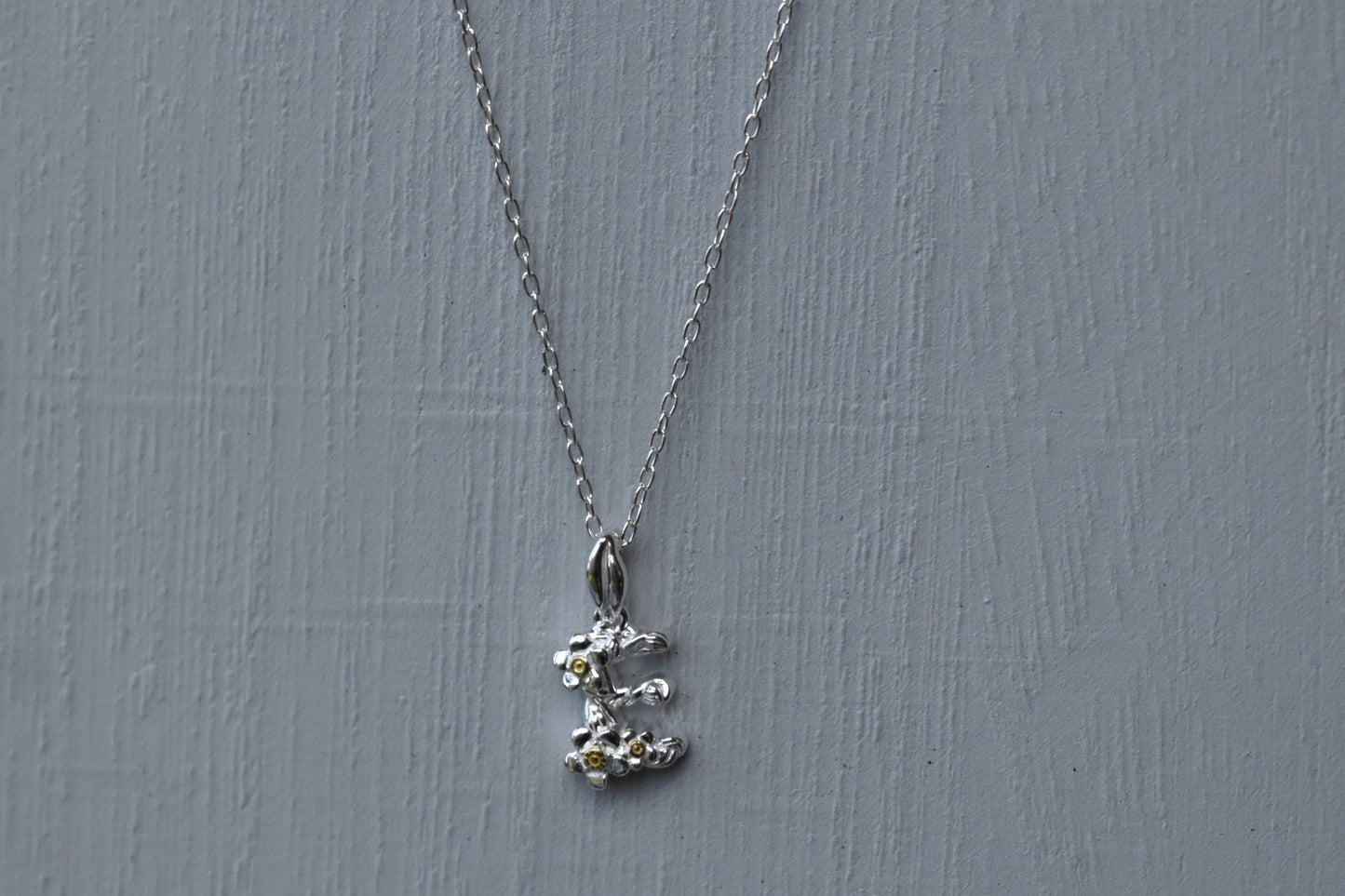 Sterling Silver Initial Pendant with Gold-Plated Flowers