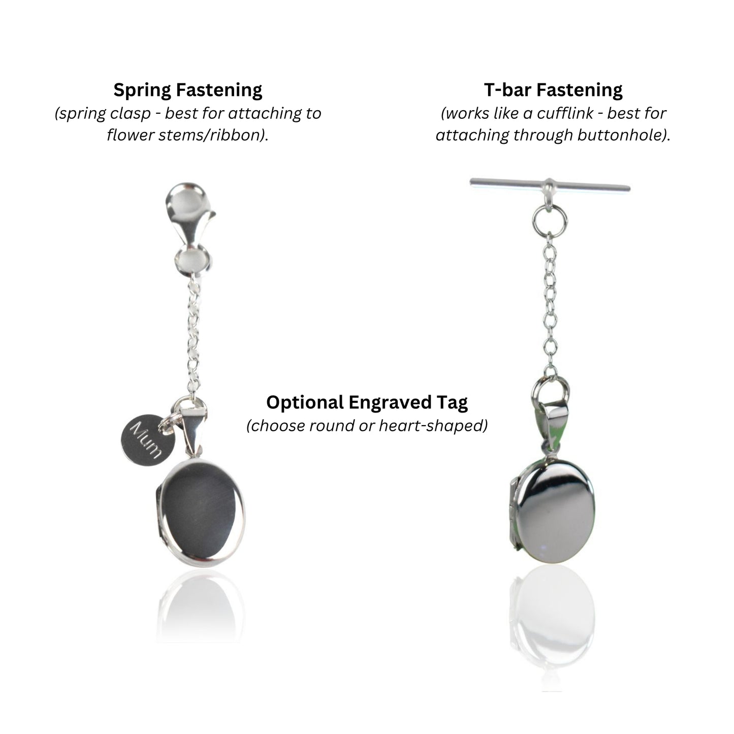Choice of fastening. Either Spring fastening or T-bar fastening