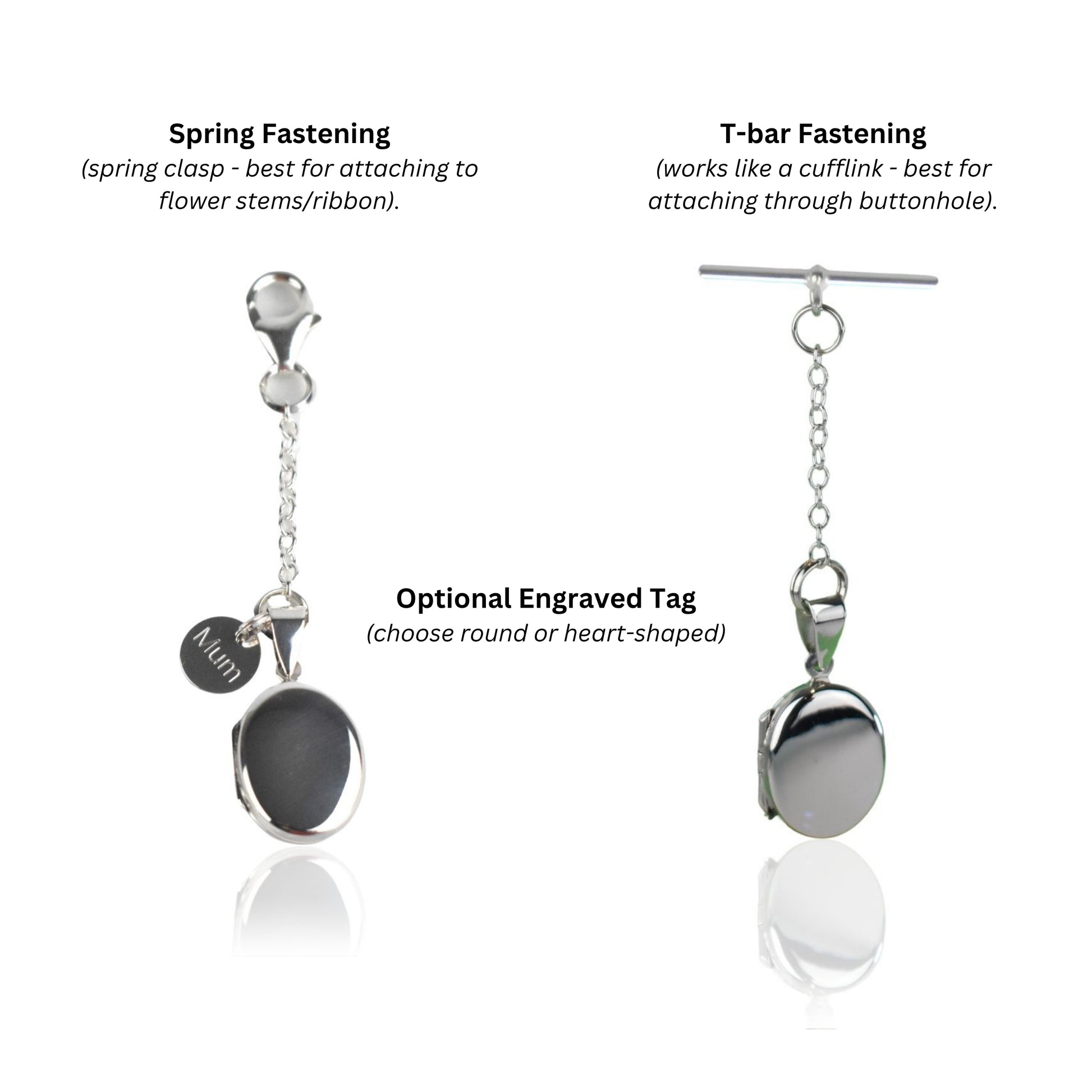 Choice of fastening. Either Spring fastening or T-bar fastening