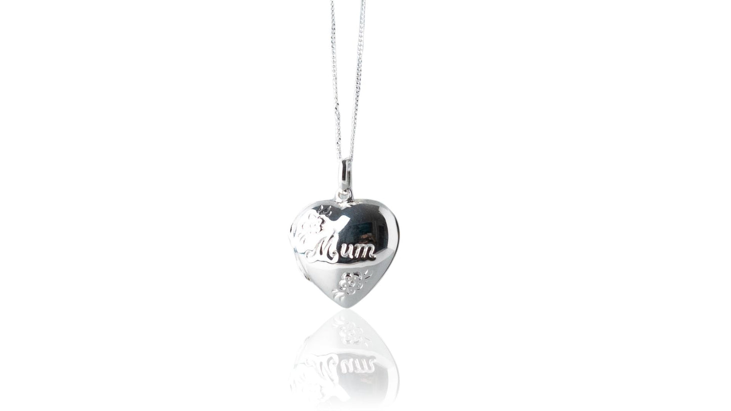 Mum Engraved Heart Photo Locket