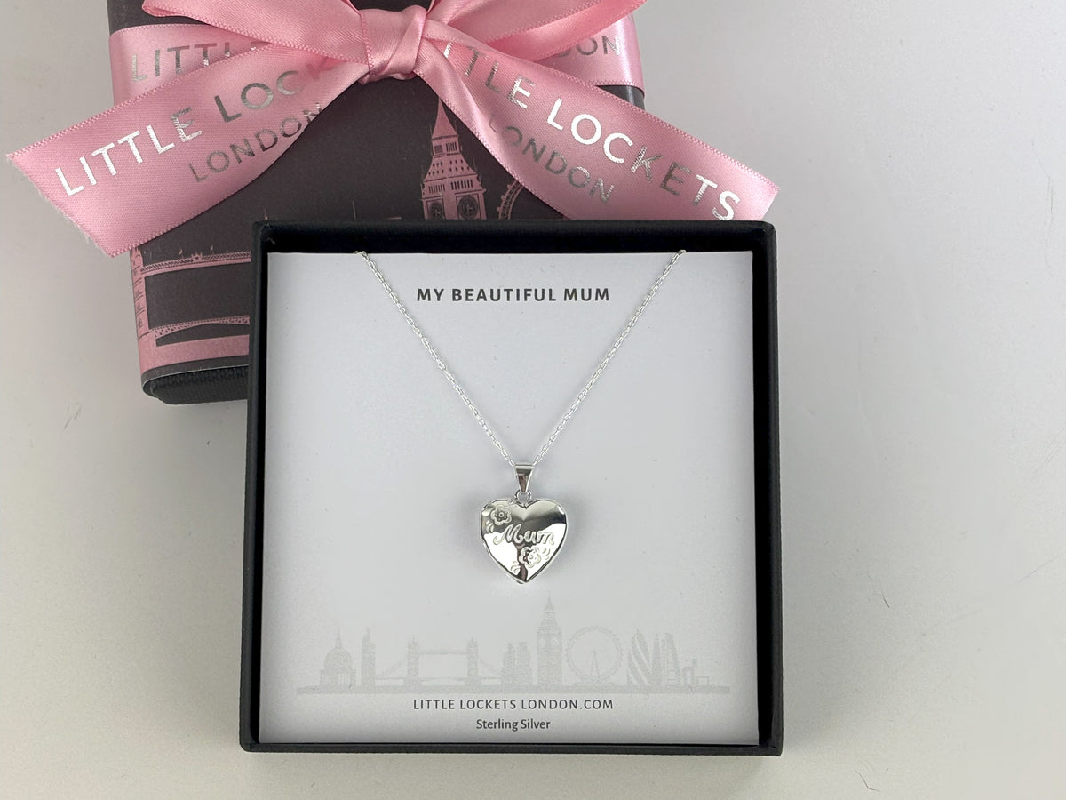Mum Engraved Heart Photo Locket