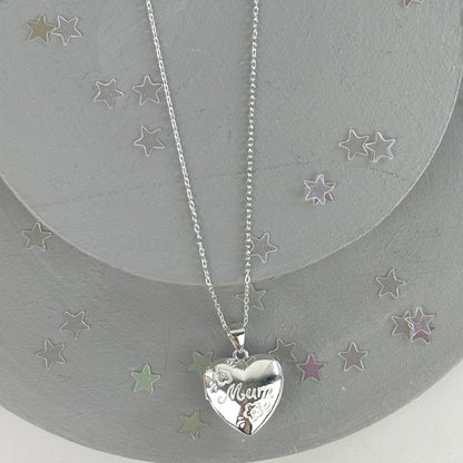 Engraved Mum heart shape photo locket