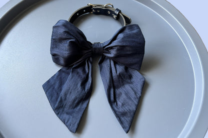 Navy 100% silk dupion Sailor Bow Tie (optional ring bearer clasp available)