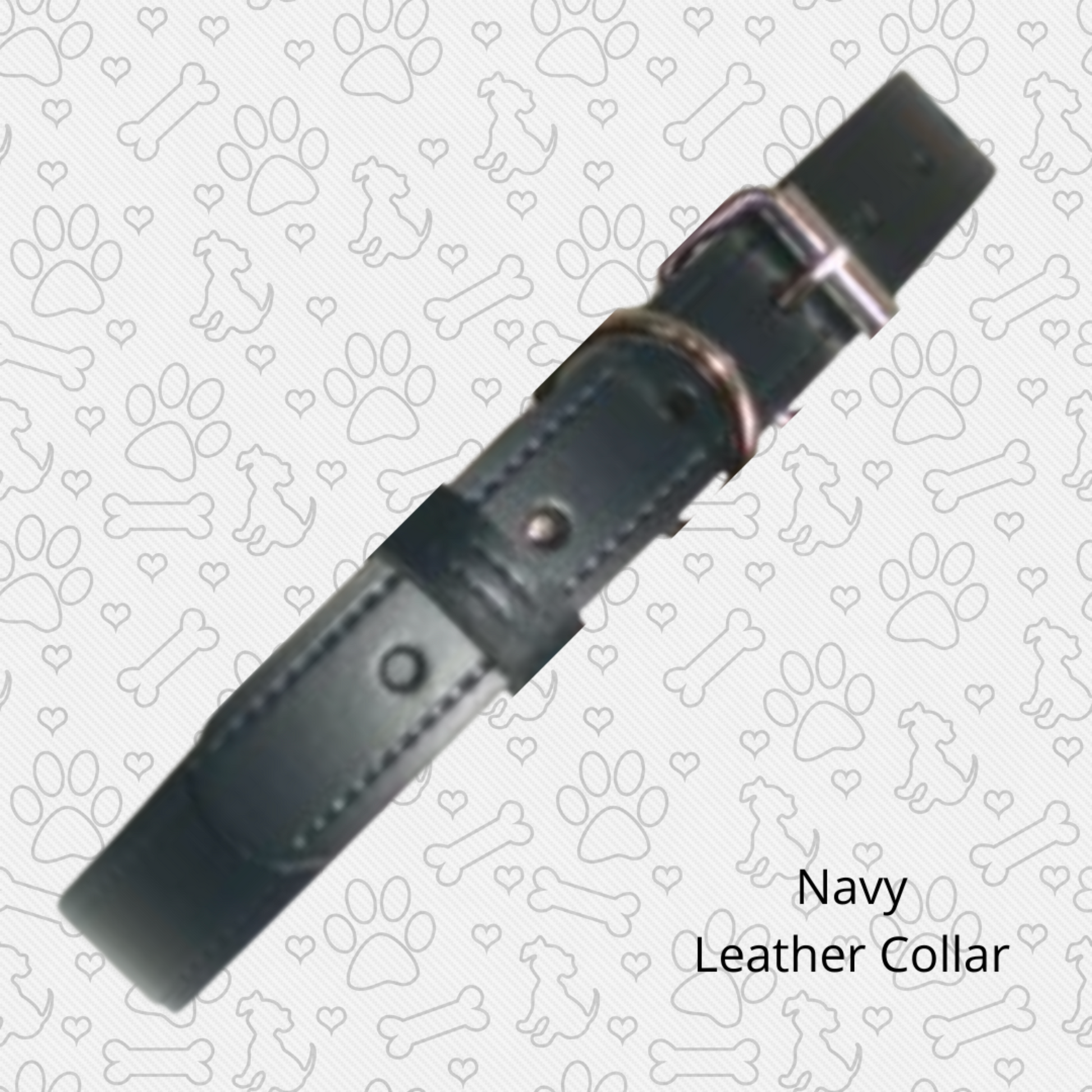 Navy leather collar various sizes