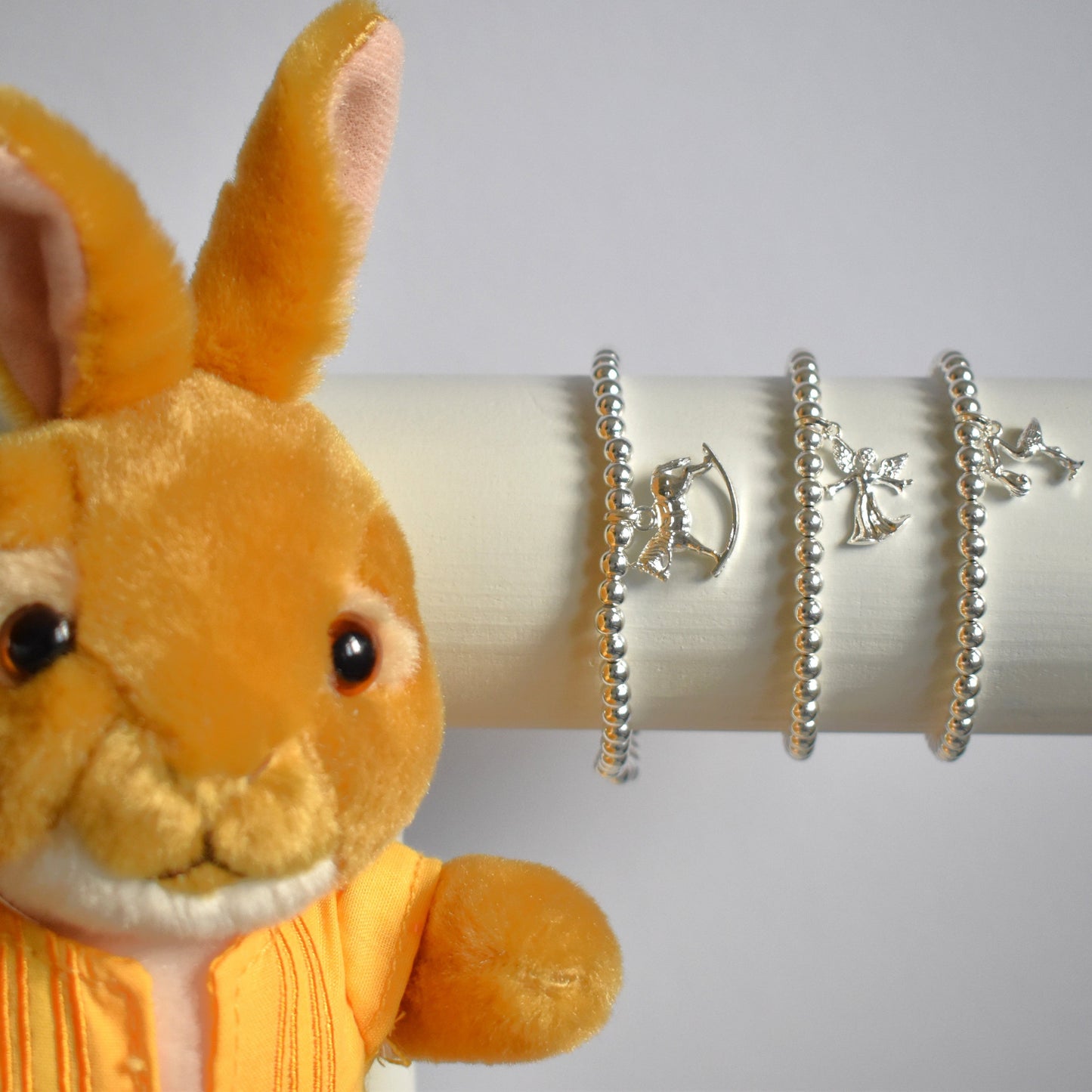 From the Family collection - rocking horse fairy and stork sterling silver beaded bracelets