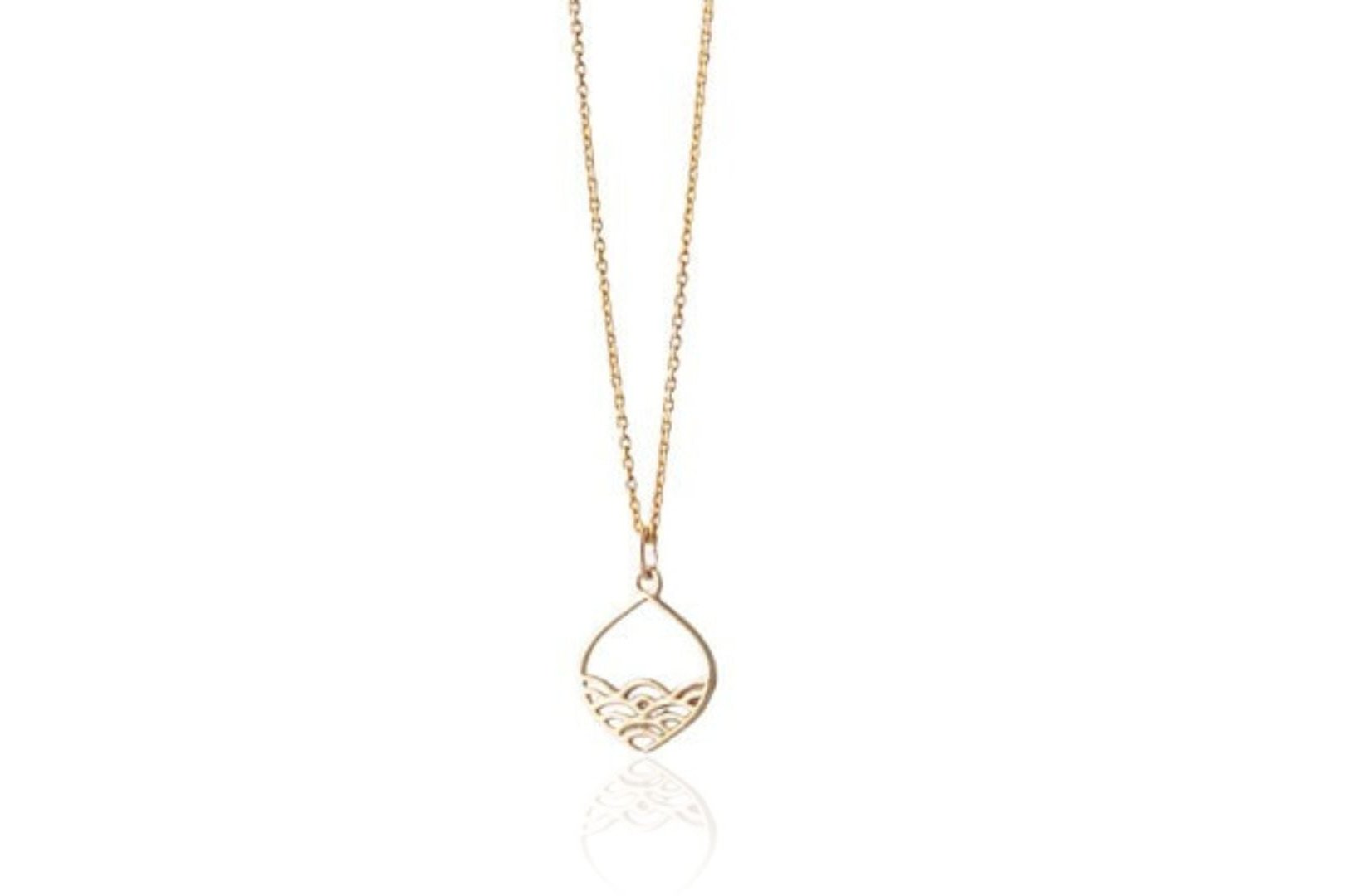 Gold Plated Sterling silver  Calm Seas Ocean Wave Pendant