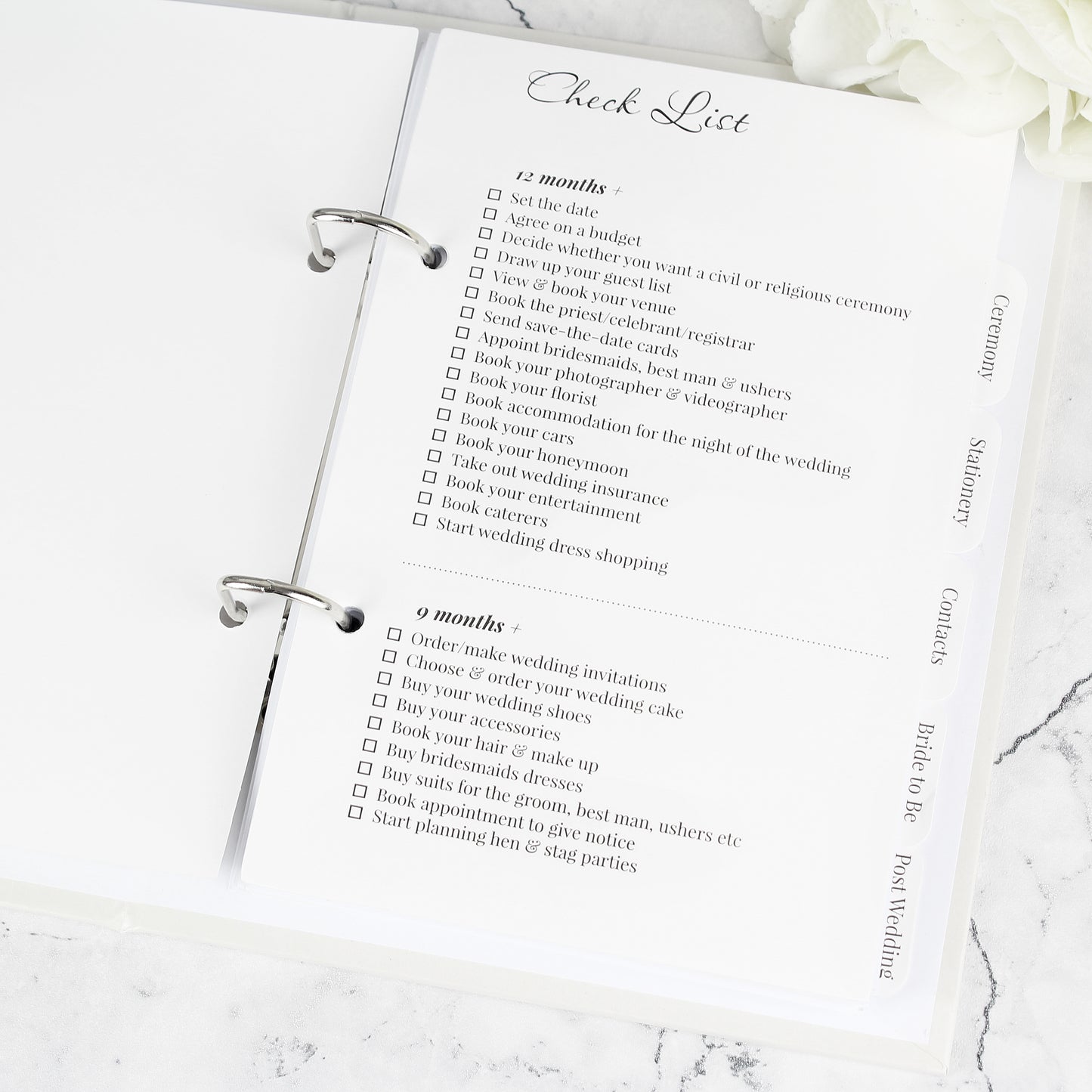 Leaf design wedding planner, personalised with the couples' names, secret garden wedding, botanical wedding, timeline