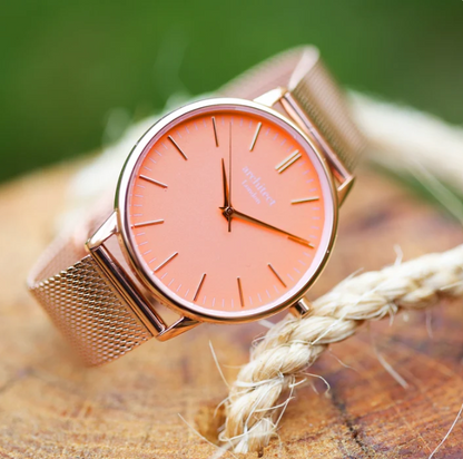 Personalise rose gold watch showing engraving in own handwriting