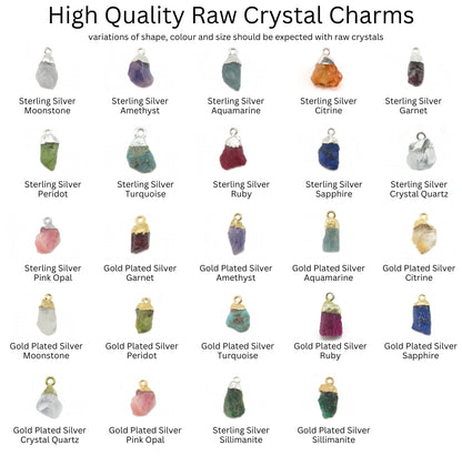 Natural crystal charms chart
