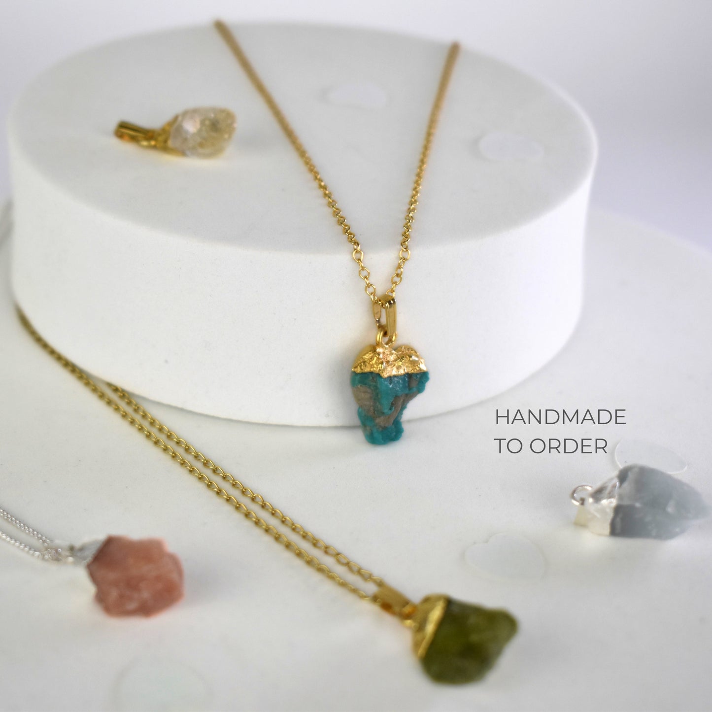 Raw crystal necklaces handmade to order