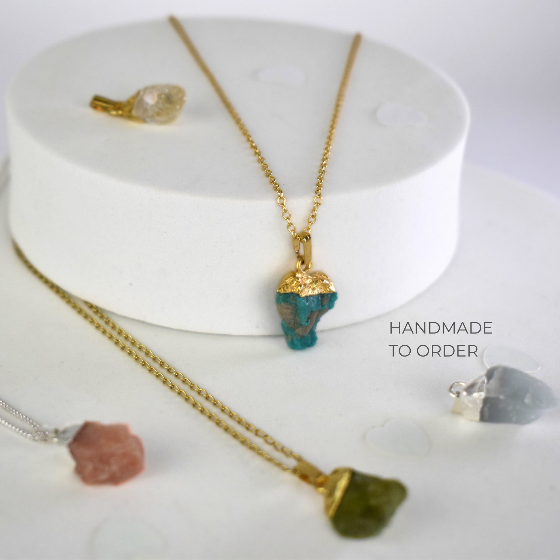 Raw crystal necklaces handmade to order