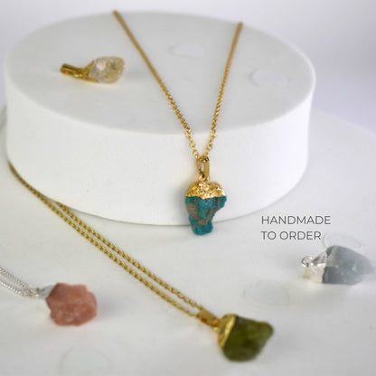 Raw crystal necklaces handmade to order