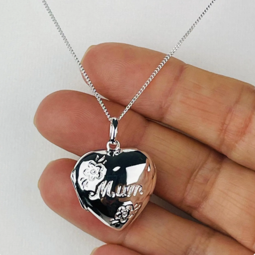 Mum Engraved Heart Photo Locket
