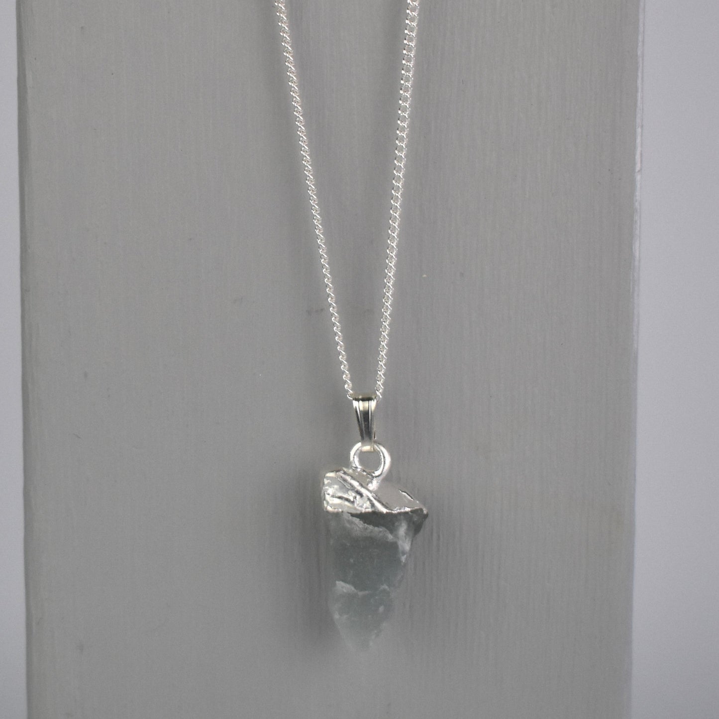 Silver raw crystal necklace