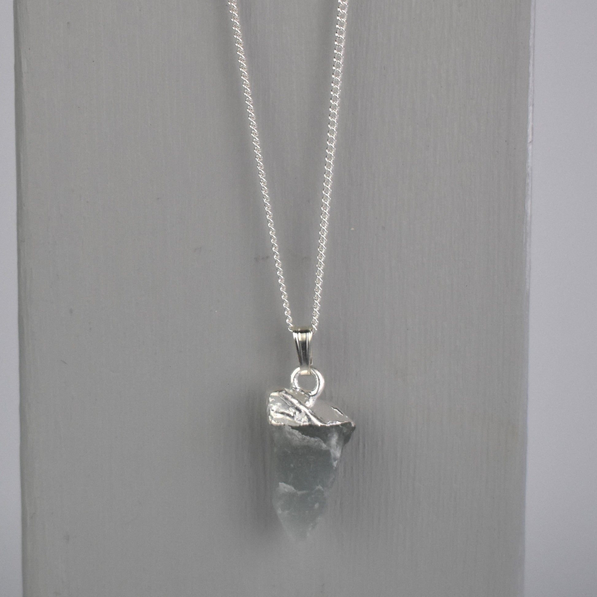 Silver raw crystal necklace
