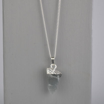 Silver raw crystal necklace