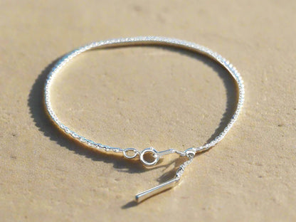 adjustable threader bracelet shown in sterling silver