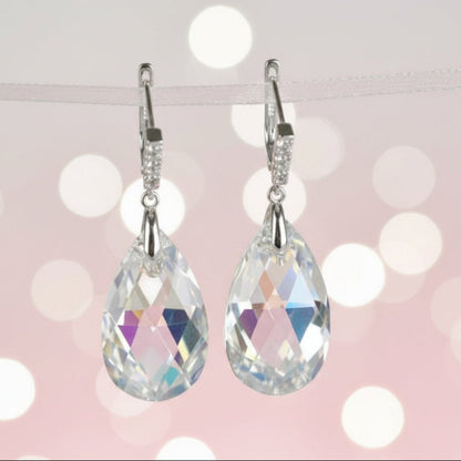Pear drop earrings shown in sterling silver option