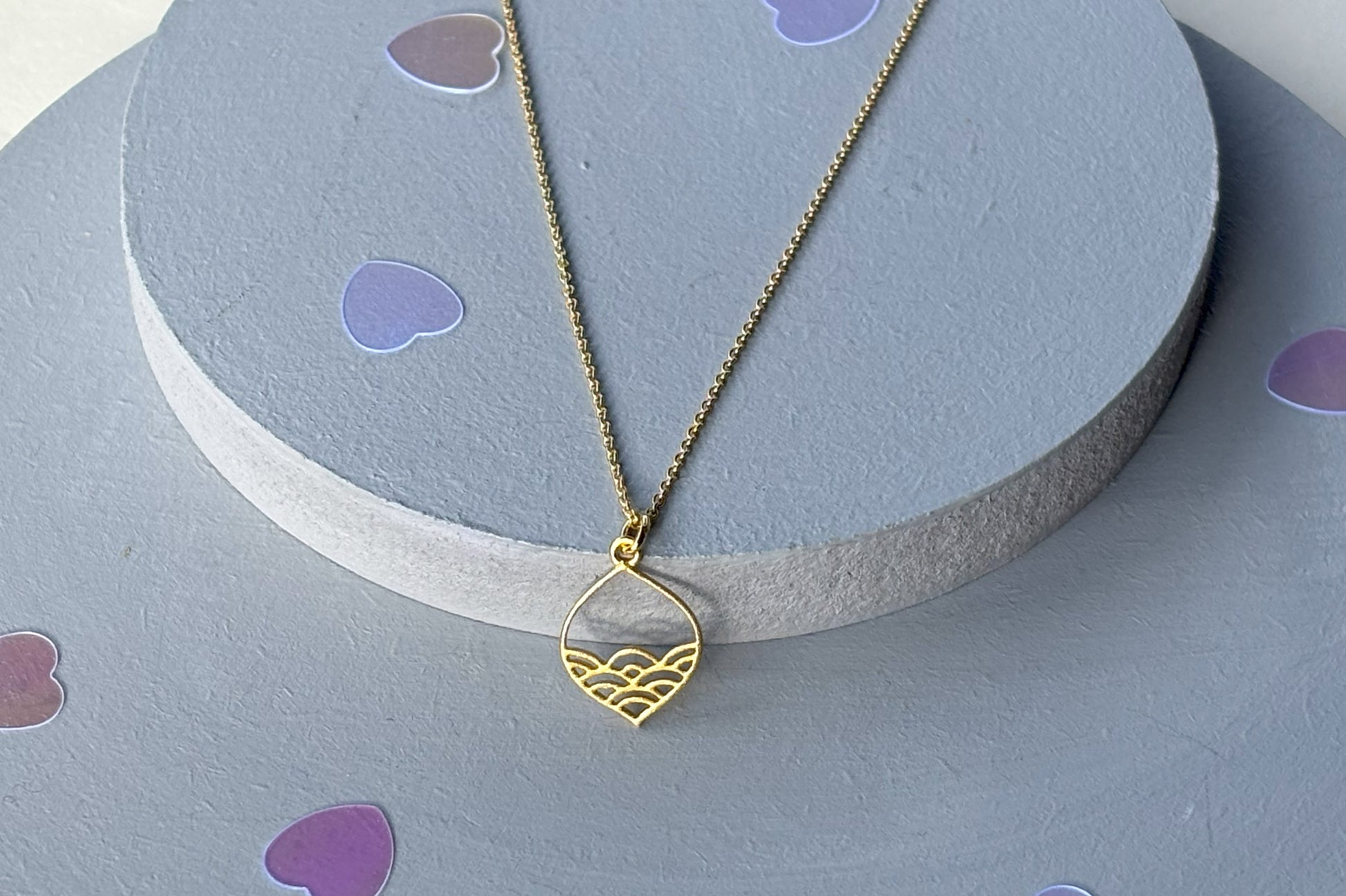 Gold Plated Sterling silver  Calm Seas Ocean Wave Pendant