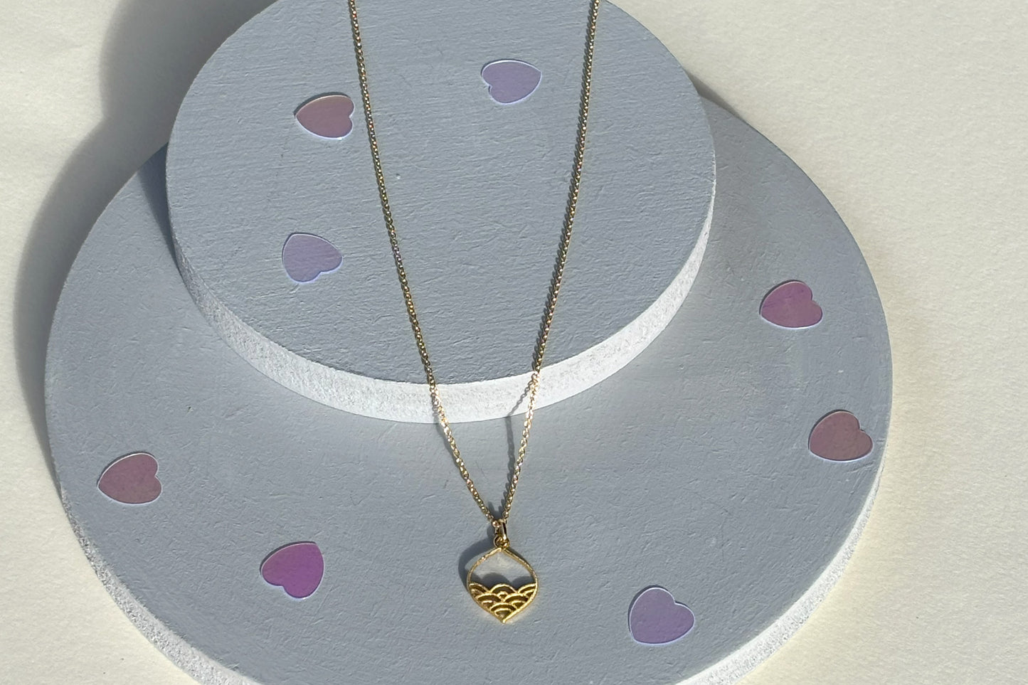 Gold Plated Sterling silver  Calm Seas Ocean Wave Pendant