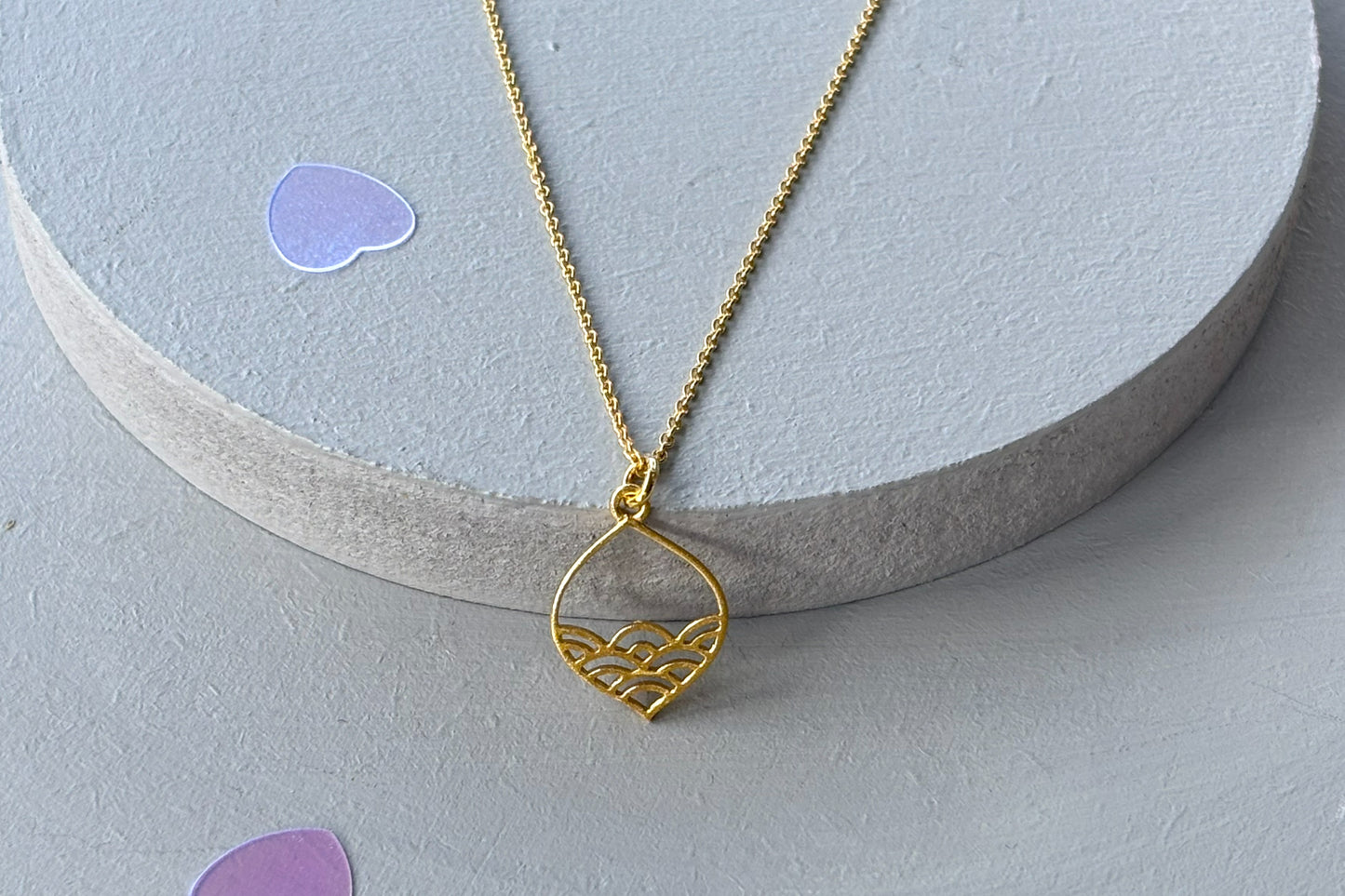 Gold Plated Sterling silver  Calm Seas Ocean Wave Pendant