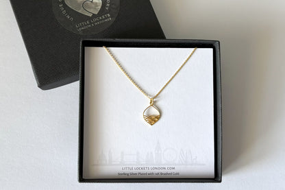 Gold Plated Sterling silver  Calm Seas Ocean Wave Pendant in Gift Box