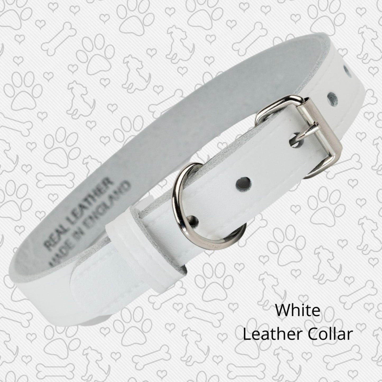 White leather collar various sizes