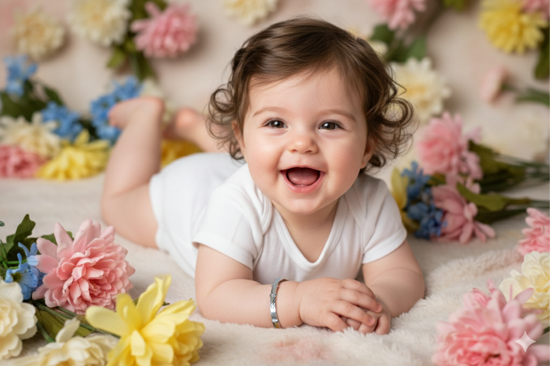 Baby wears  sterling silver expandable baby bracelet features a delicate diamond-cut chevron pattern 