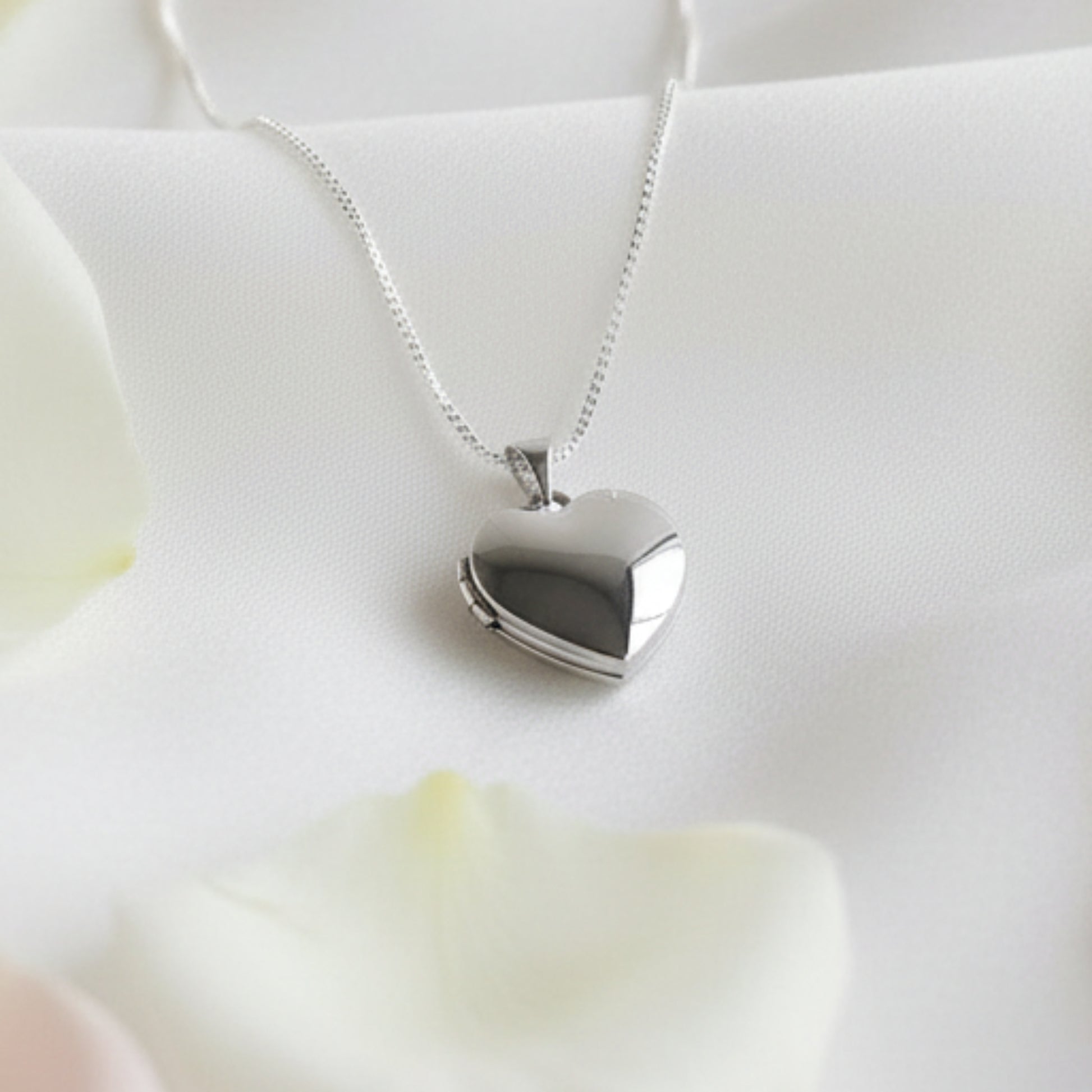Sterling silver heart locket for girls with 14" chain