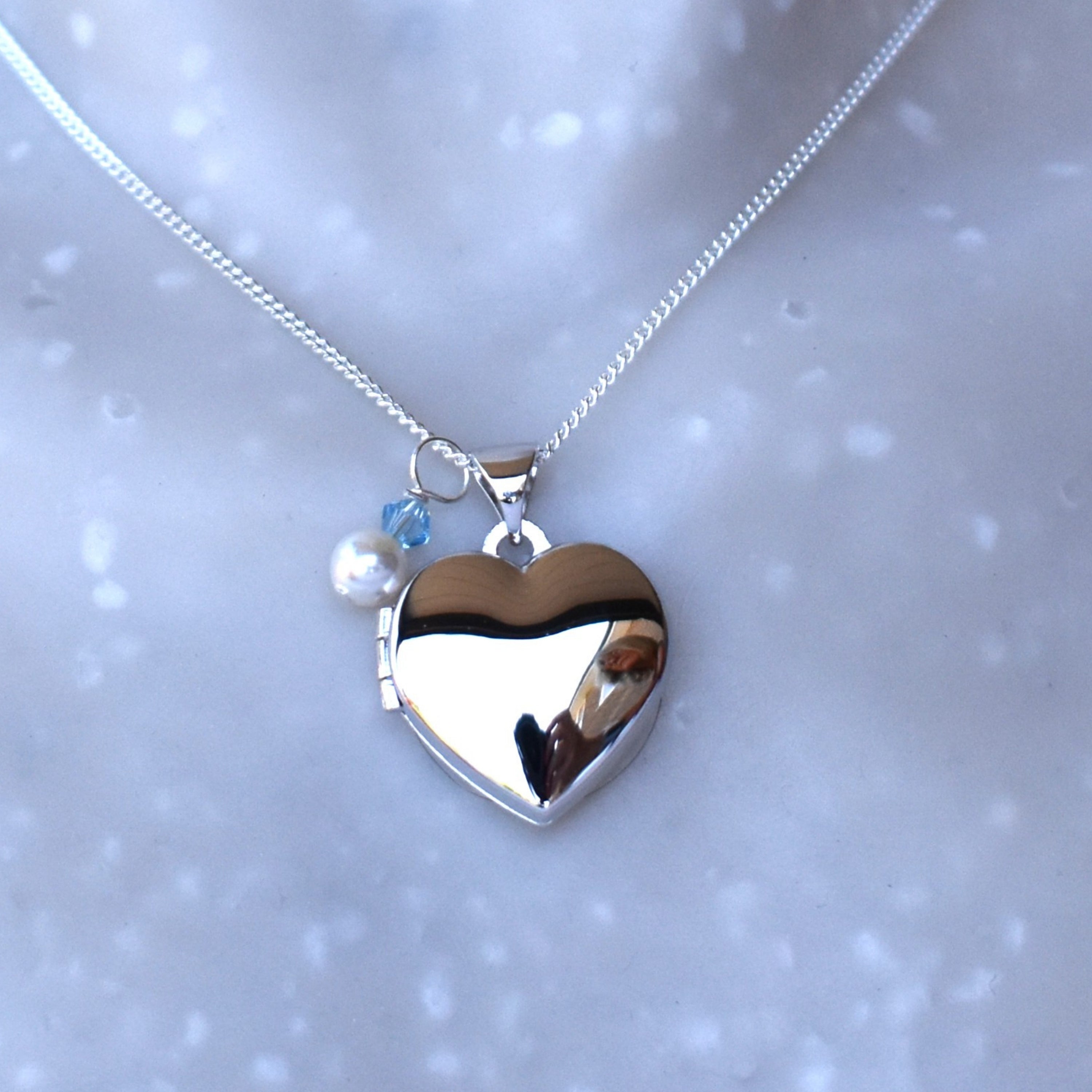 Sterling Silver Bridal Locket – Something Blue Wedding Necklace ...
