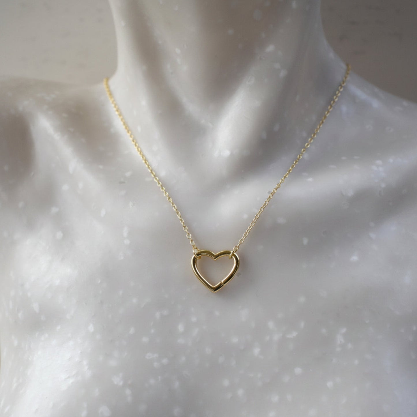 Gold plated open heart necklace with hidden hinge for birthstones

