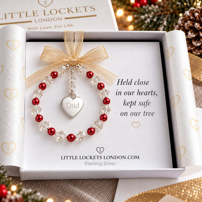 Memorial Christmas Tree Decoration -  Personalised Sterling Silver Heart