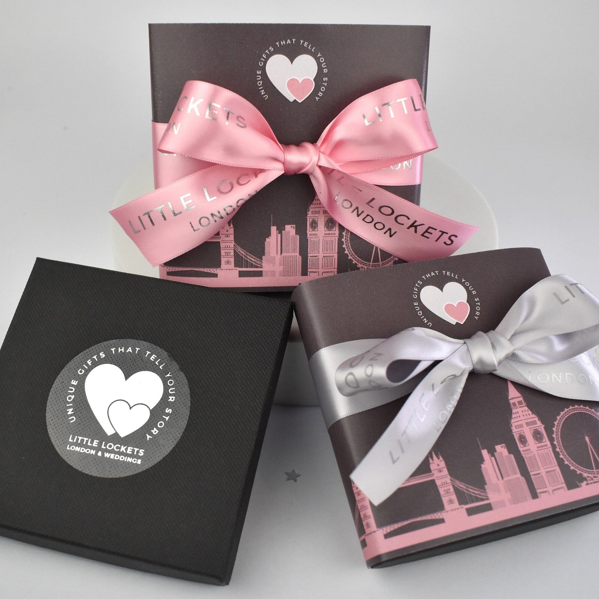 Your infinity necklace will be mounted on card and presented in a branded gift box. Upgrade your gift wrap by adding a London skyline wrap secured with grey or pink hand tied ribbon.