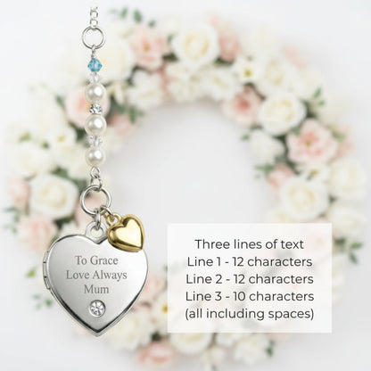 Sterling silver engraved heart locket with details of maximum 10 characters