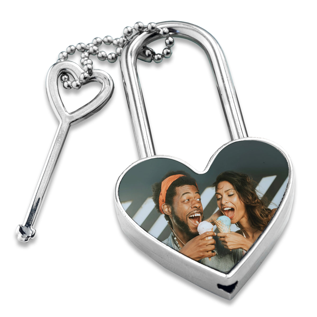 heart shaped padlock personalise with colour or black and white photo