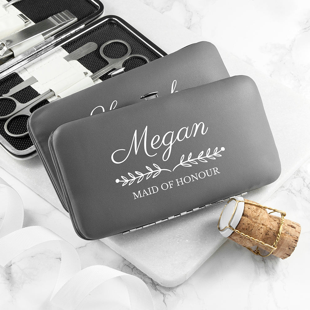 Personalized manicure set with name and wedding role