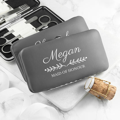 Personalized manicure set with name and wedding role