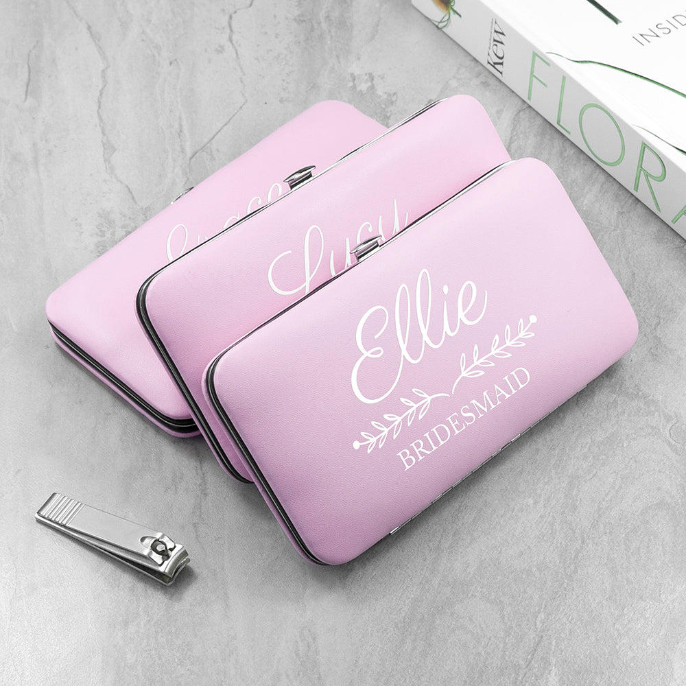 Personalized manicure set with name and wedding role