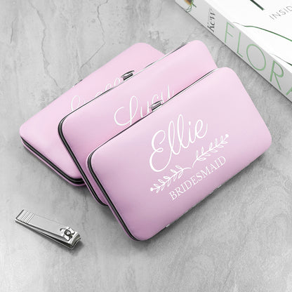 Personalized manicure set with name and wedding role