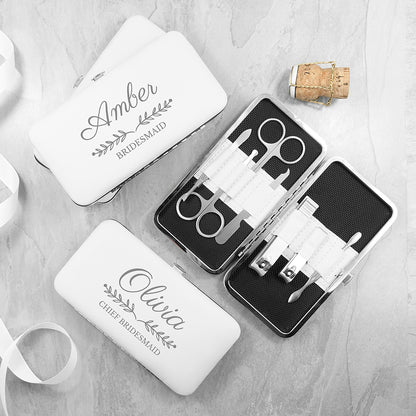 Personalized manicure set with name and wedding role