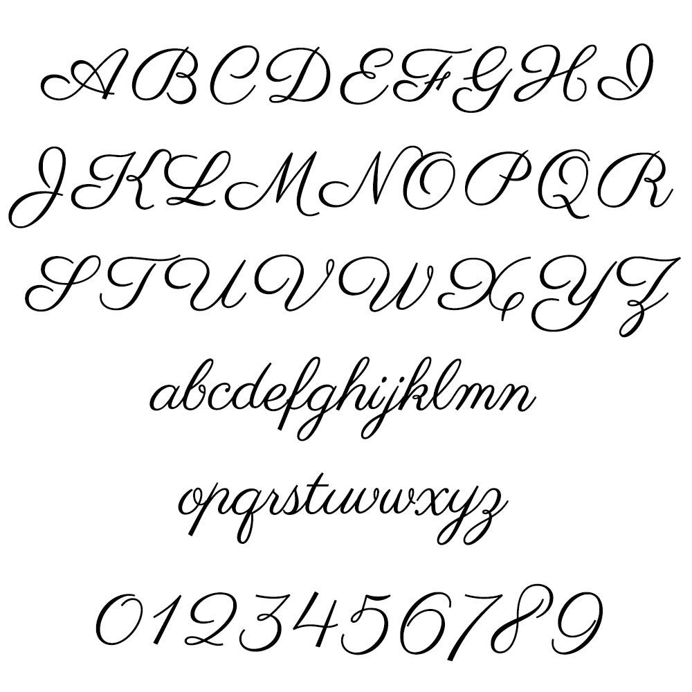 Script letters and numbers reference chart