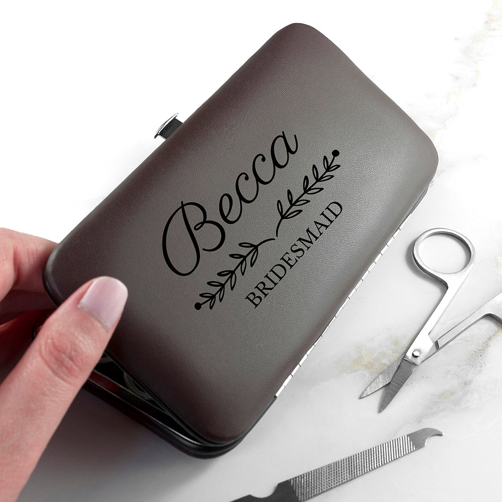 Personalized manicure set with name and wedding role