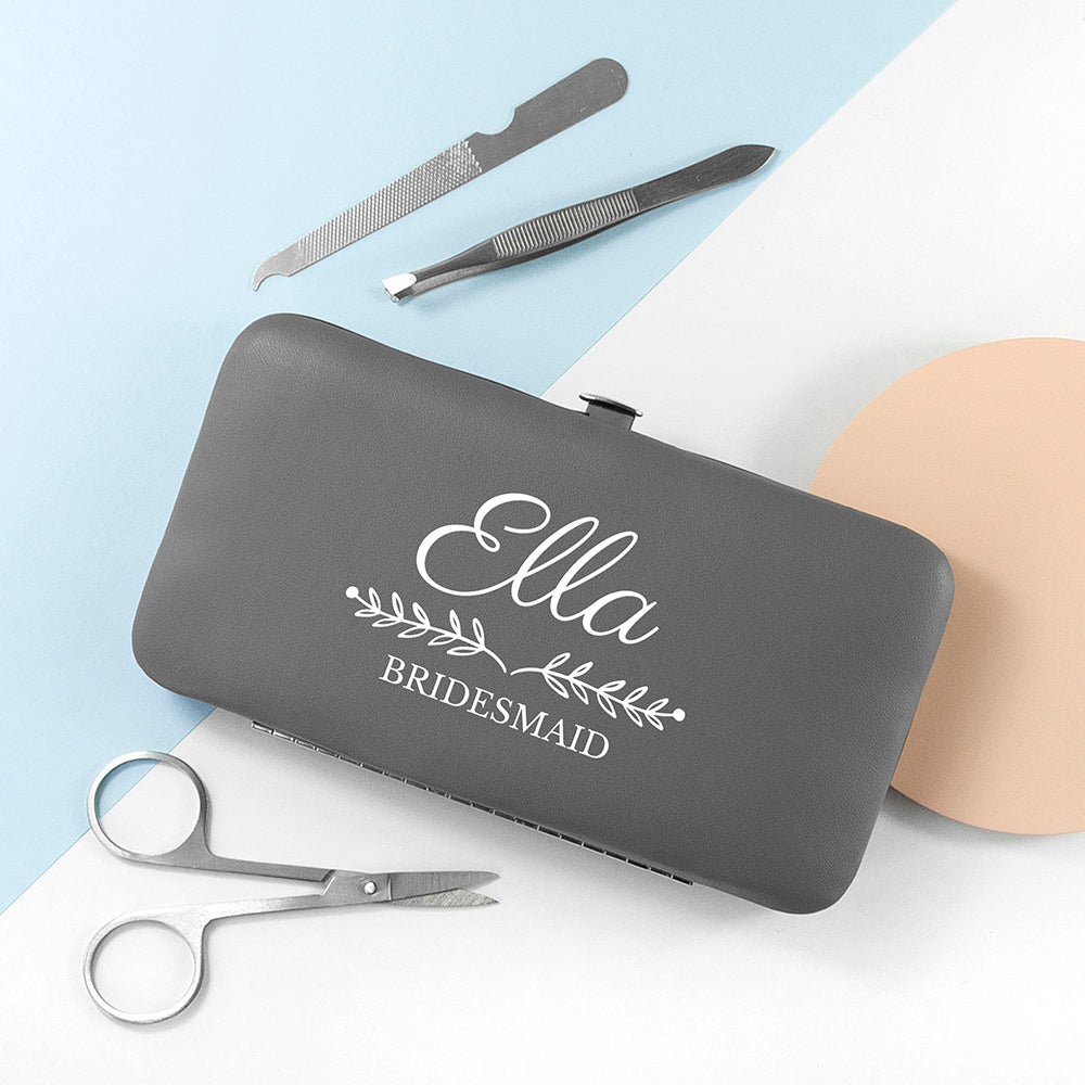 Personalized manicure set with name and wedding role