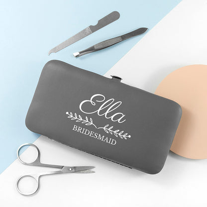 Personalized manicure set with name and wedding role