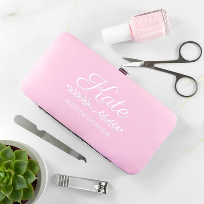 Personalized manicure set with name and wedding role
