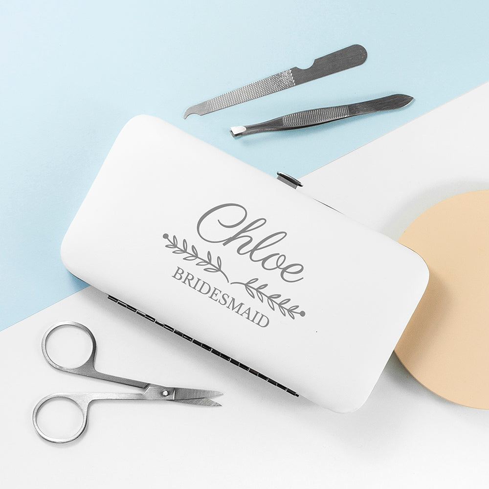 Personalized manicure set with name and wedding role